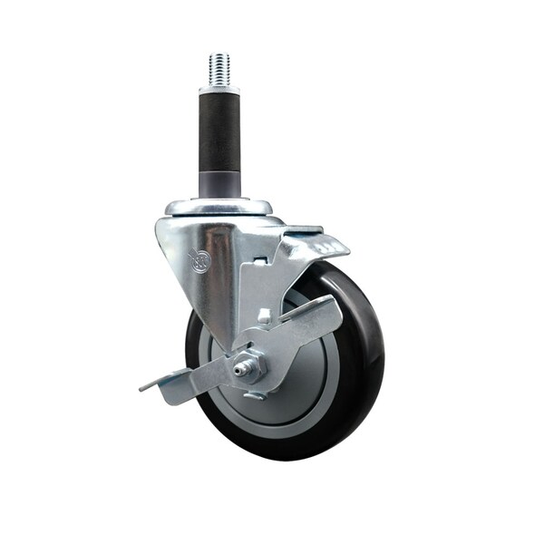 4'' SS Black Poly Swivel 1'' Expanding Stem Caster with Brake
